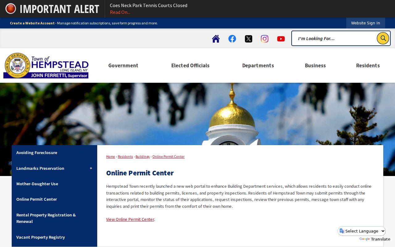 Hempstead neighbors and the Town Online Permit Center for address records
