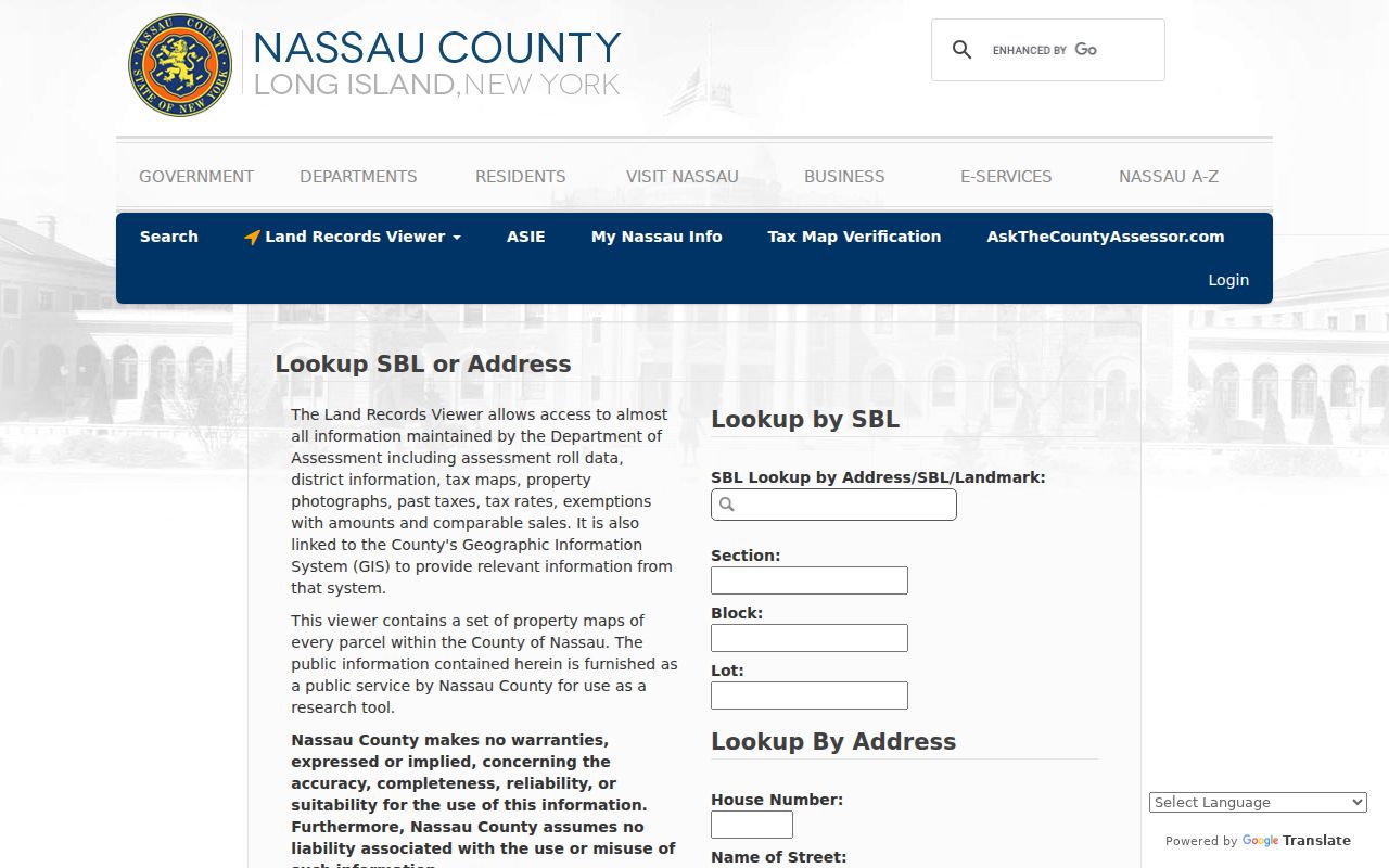 Hempstead residents directory Nassau assessment address and SBL search