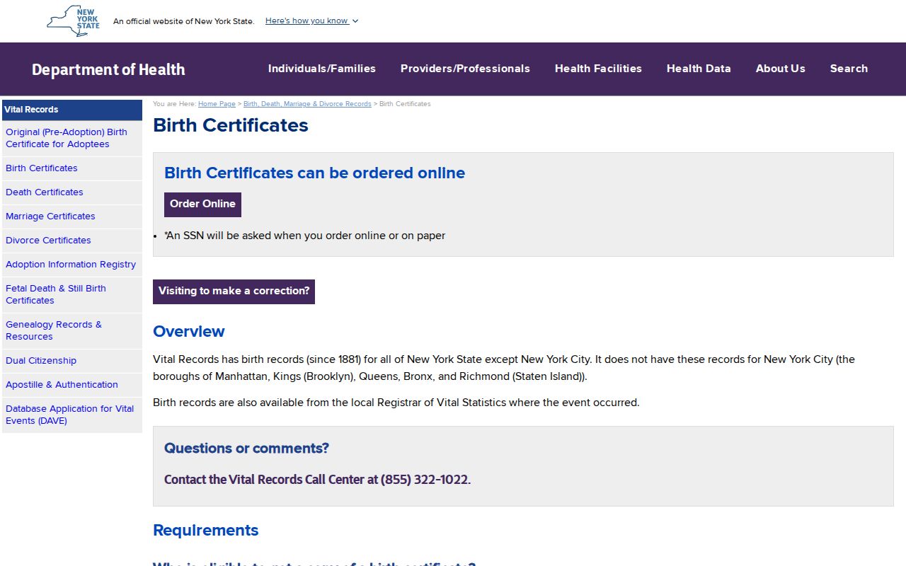 Hempstead resident lookup and New York birth certificate eligibility information
