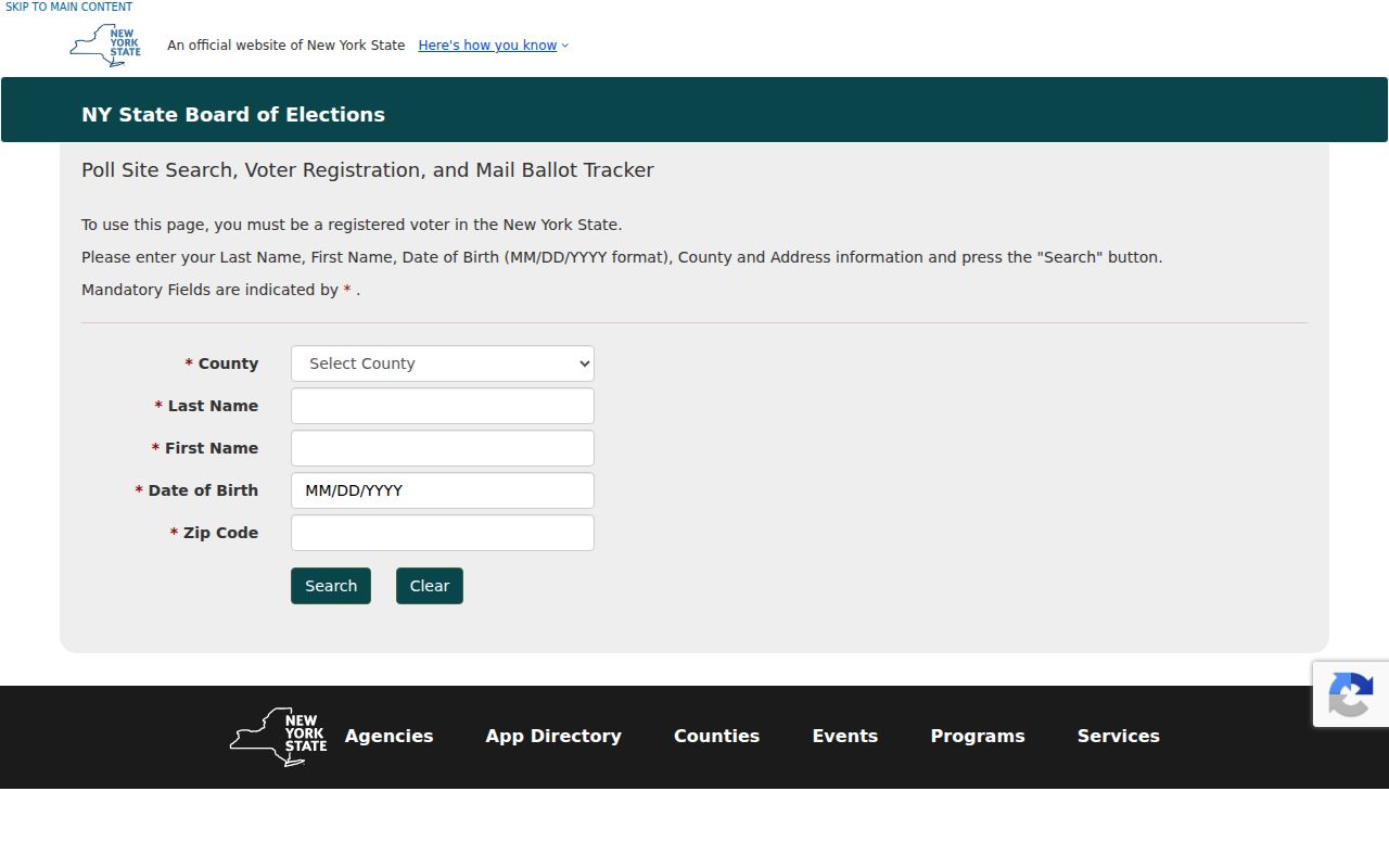 Hempstead residents directory New York voter registration lookup form